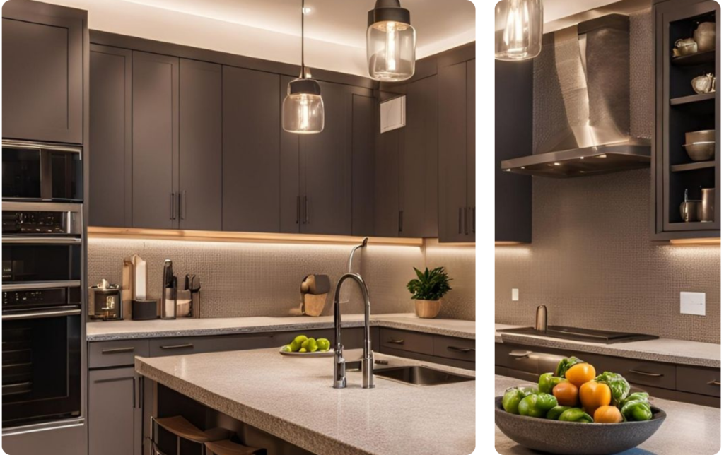 cozinha iluminada com automação